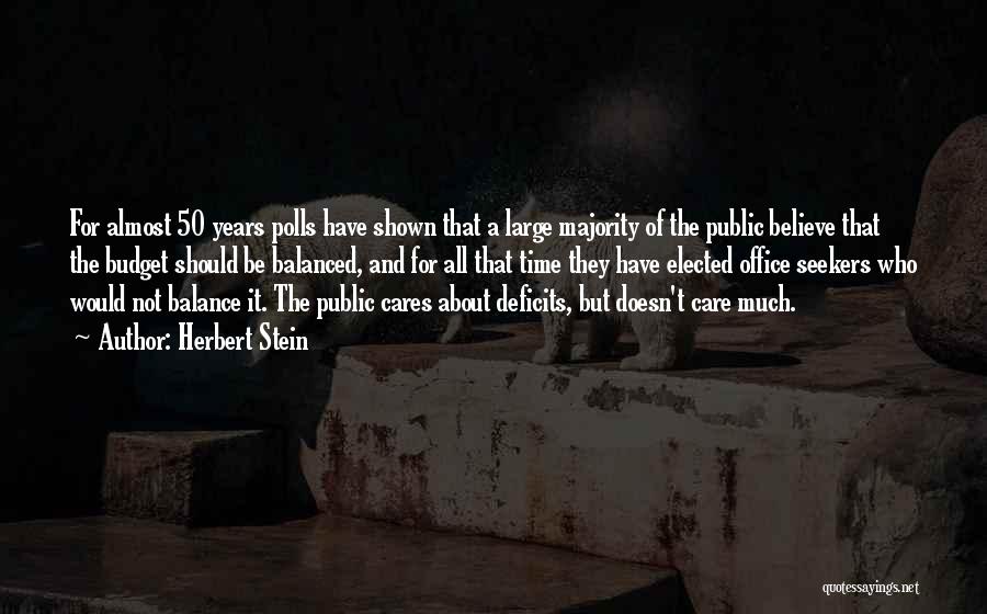 Herbert Stein Quotes: For Almost 50 Years Polls Have Shown That A Large Majority Of The Public Believe That The Budget Should Be