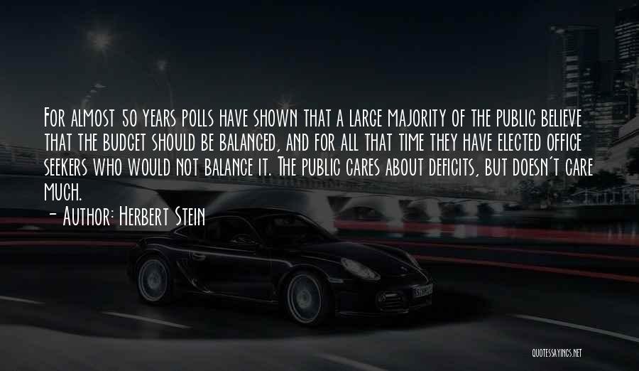 Herbert Stein Quotes: For Almost 50 Years Polls Have Shown That A Large Majority Of The Public Believe That The Budget Should Be