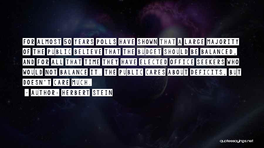 Herbert Stein Quotes: For Almost 50 Years Polls Have Shown That A Large Majority Of The Public Believe That The Budget Should Be