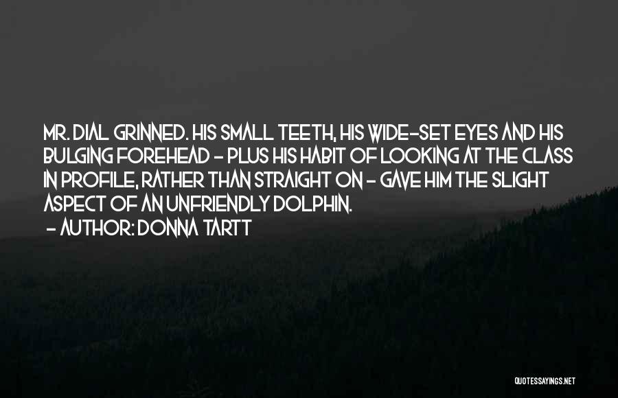 Donna Tartt Quotes: Mr. Dial Grinned. His Small Teeth, His Wide-set Eyes And His Bulging Forehead - Plus His Habit Of Looking At