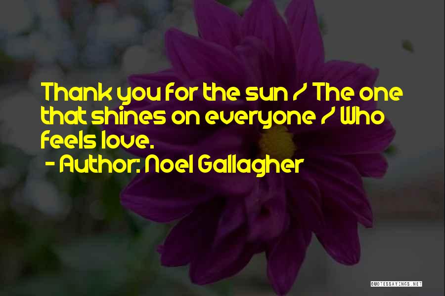 Noel Gallagher Quotes: Thank You For The Sun / The One That Shines On Everyone / Who Feels Love.