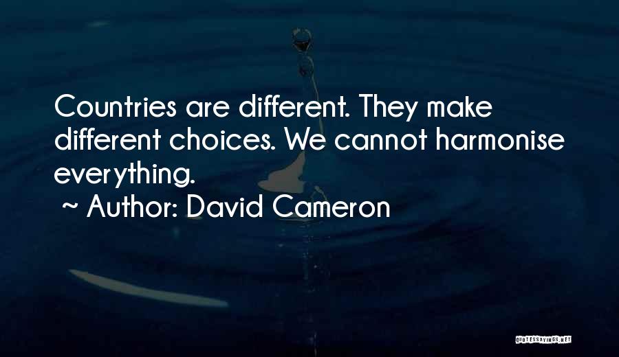 David Cameron Quotes: Countries Are Different. They Make Different Choices. We Cannot Harmonise Everything.