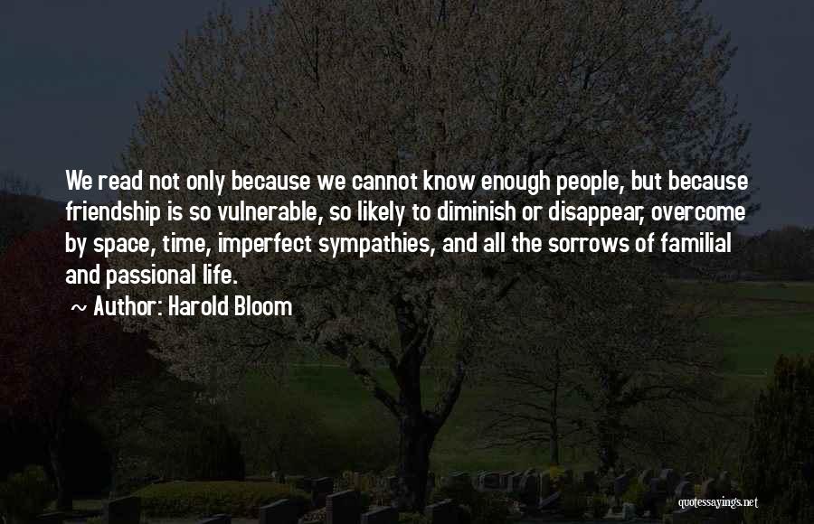 Harold Bloom Quotes: We Read Not Only Because We Cannot Know Enough People, But Because Friendship Is So Vulnerable, So Likely To Diminish