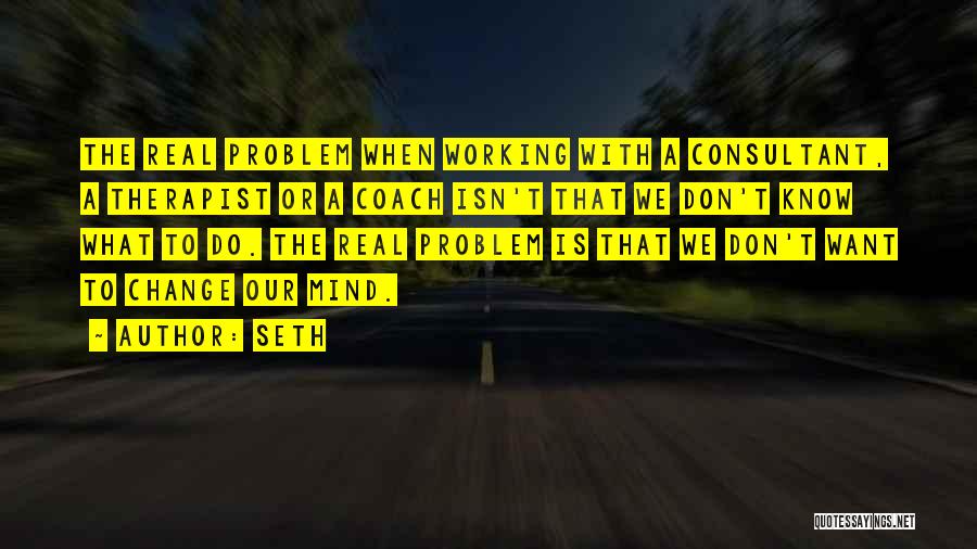 Seth Quotes: The Real Problem When Working With A Consultant, A Therapist Or A Coach Isn't That We Don't Know What To