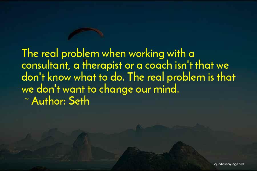 Seth Quotes: The Real Problem When Working With A Consultant, A Therapist Or A Coach Isn't That We Don't Know What To