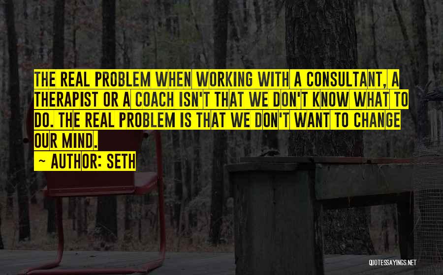 Seth Quotes: The Real Problem When Working With A Consultant, A Therapist Or A Coach Isn't That We Don't Know What To