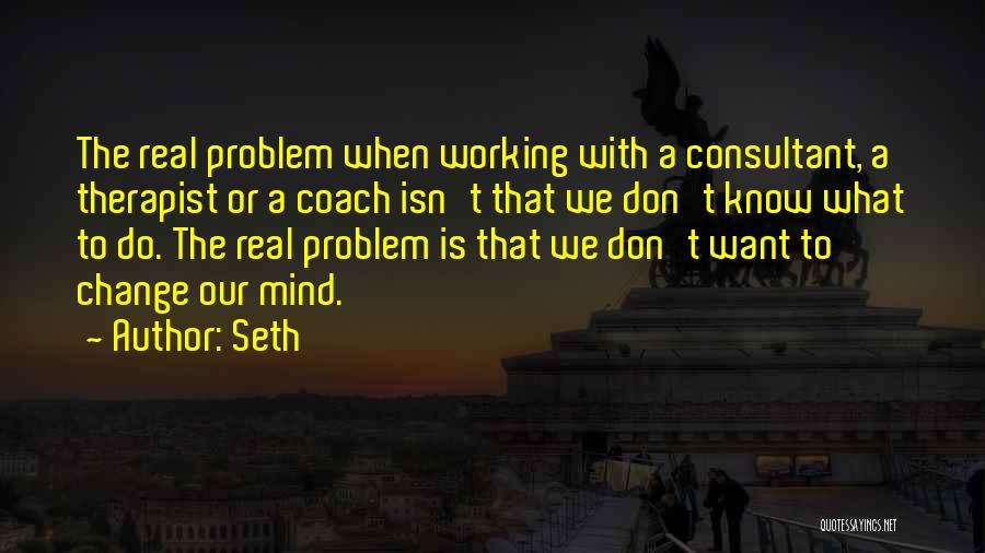 Seth Quotes: The Real Problem When Working With A Consultant, A Therapist Or A Coach Isn't That We Don't Know What To