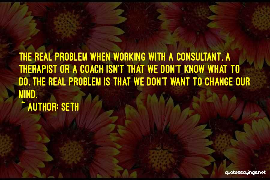 Seth Quotes: The Real Problem When Working With A Consultant, A Therapist Or A Coach Isn't That We Don't Know What To