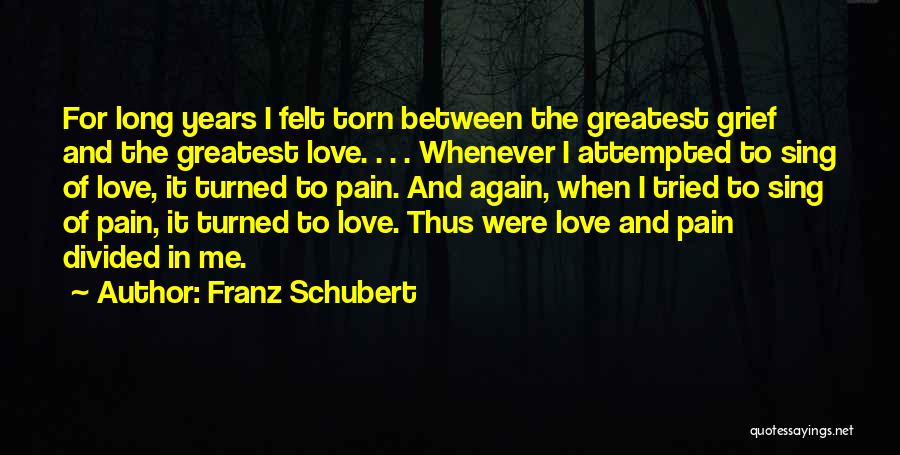 Franz Schubert Quotes: For Long Years I Felt Torn Between The Greatest Grief And The Greatest Love. . . . Whenever I Attempted