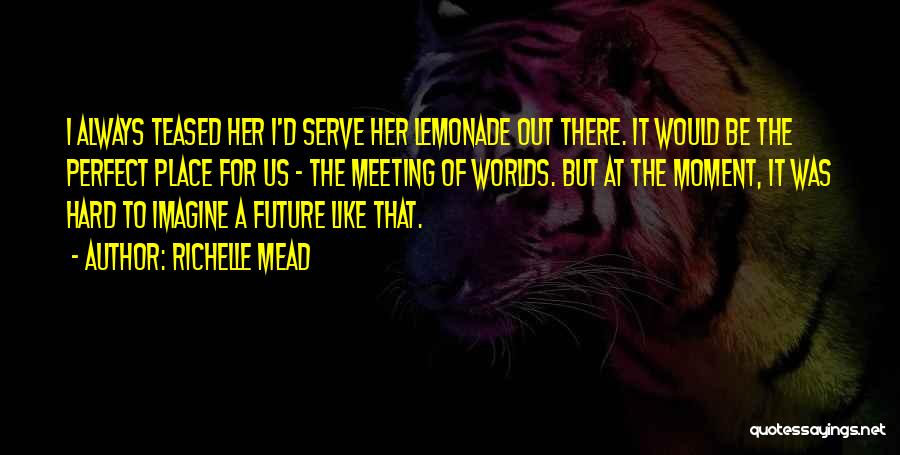 Richelle Mead Quotes: I Always Teased Her I'd Serve Her Lemonade Out There. It Would Be The Perfect Place For Us - The