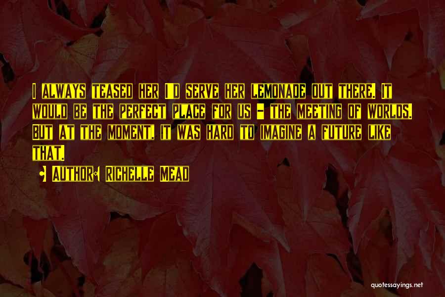 Richelle Mead Quotes: I Always Teased Her I'd Serve Her Lemonade Out There. It Would Be The Perfect Place For Us - The