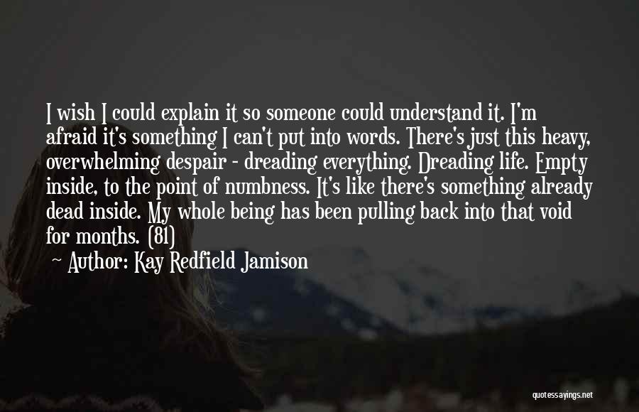 Kay Redfield Jamison Quotes: I Wish I Could Explain It So Someone Could Understand It. I'm Afraid It's Something I Can't Put Into Words.