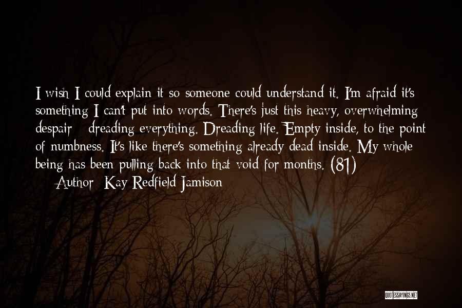 Kay Redfield Jamison Quotes: I Wish I Could Explain It So Someone Could Understand It. I'm Afraid It's Something I Can't Put Into Words.