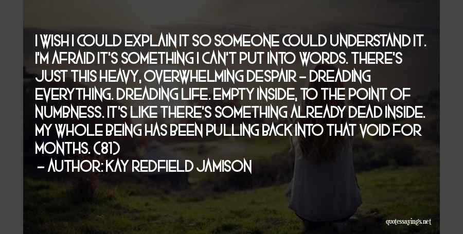 Kay Redfield Jamison Quotes: I Wish I Could Explain It So Someone Could Understand It. I'm Afraid It's Something I Can't Put Into Words.