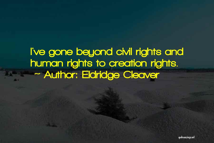 Eldridge Cleaver Quotes: I've Gone Beyond Civil Rights And Human Rights To Creation Rights.