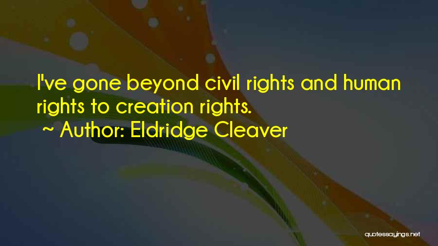 Eldridge Cleaver Quotes: I've Gone Beyond Civil Rights And Human Rights To Creation Rights.