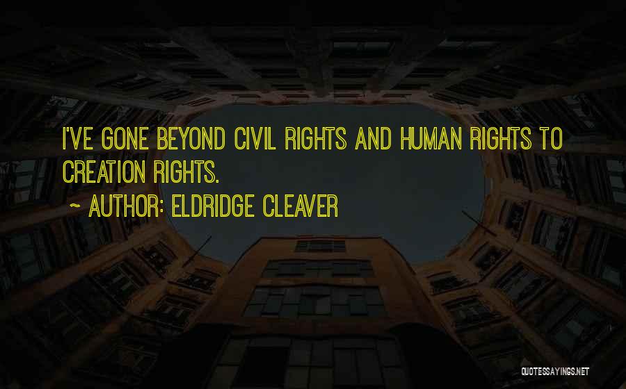 Eldridge Cleaver Quotes: I've Gone Beyond Civil Rights And Human Rights To Creation Rights.