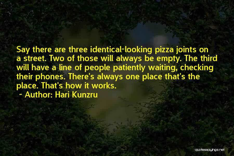 Hari Kunzru Quotes: Say There Are Three Identical-looking Pizza Joints On A Street. Two Of Those Will Always Be Empty. The Third Will