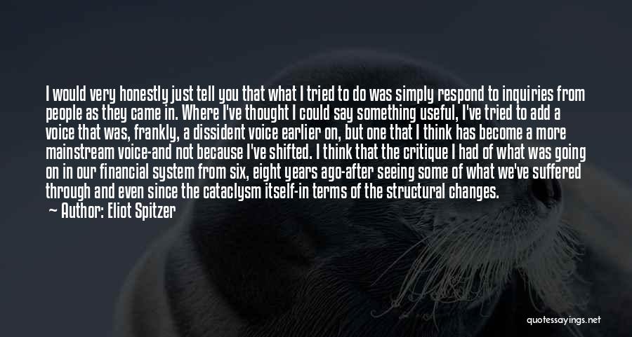 Eliot Spitzer Quotes: I Would Very Honestly Just Tell You That What I Tried To Do Was Simply Respond To Inquiries From People
