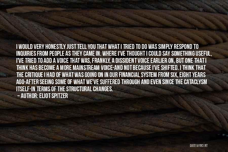 Eliot Spitzer Quotes: I Would Very Honestly Just Tell You That What I Tried To Do Was Simply Respond To Inquiries From People