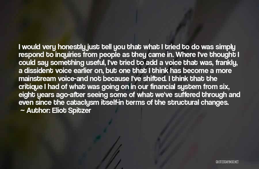 Eliot Spitzer Quotes: I Would Very Honestly Just Tell You That What I Tried To Do Was Simply Respond To Inquiries From People