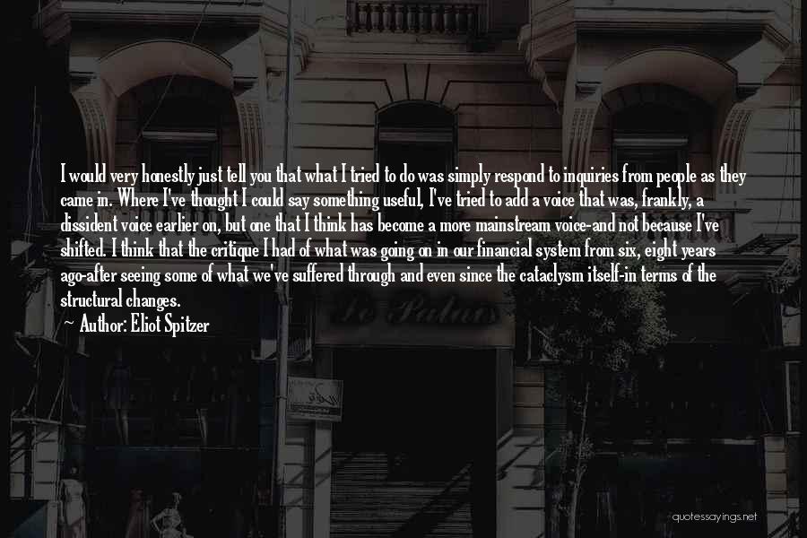 Eliot Spitzer Quotes: I Would Very Honestly Just Tell You That What I Tried To Do Was Simply Respond To Inquiries From People