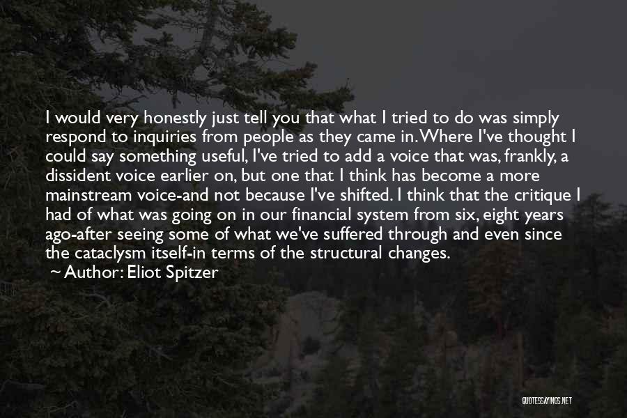 Eliot Spitzer Quotes: I Would Very Honestly Just Tell You That What I Tried To Do Was Simply Respond To Inquiries From People