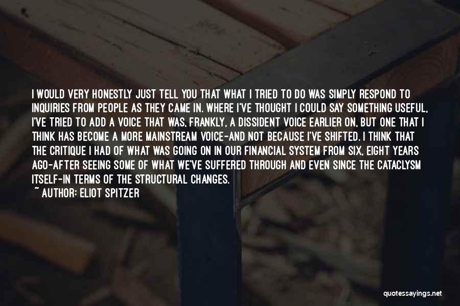 Eliot Spitzer Quotes: I Would Very Honestly Just Tell You That What I Tried To Do Was Simply Respond To Inquiries From People