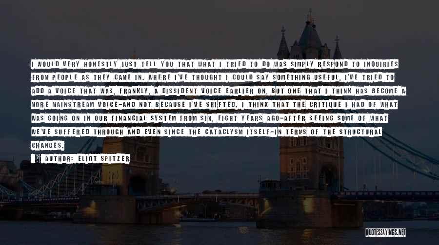 Eliot Spitzer Quotes: I Would Very Honestly Just Tell You That What I Tried To Do Was Simply Respond To Inquiries From People