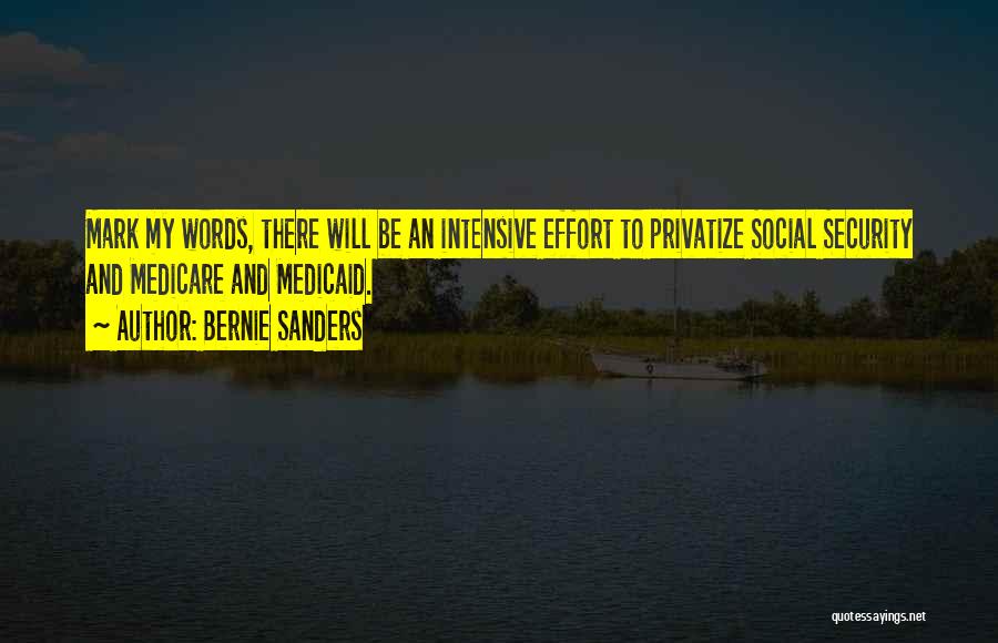 Bernie Sanders Quotes: Mark My Words, There Will Be An Intensive Effort To Privatize Social Security And Medicare And Medicaid.