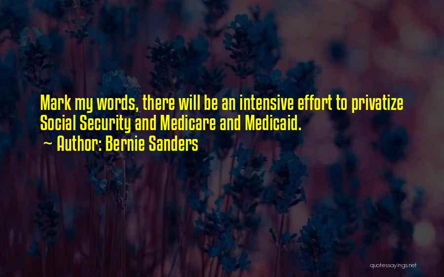 Bernie Sanders Quotes: Mark My Words, There Will Be An Intensive Effort To Privatize Social Security And Medicare And Medicaid.