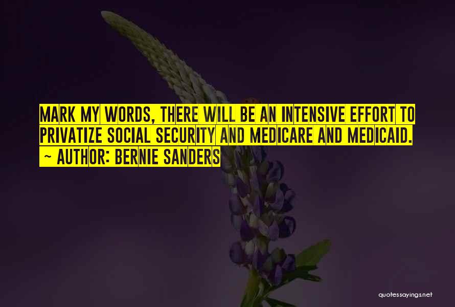Bernie Sanders Quotes: Mark My Words, There Will Be An Intensive Effort To Privatize Social Security And Medicare And Medicaid.