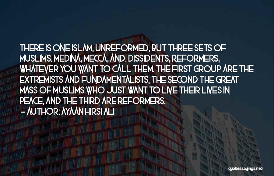 Ayaan Hirsi Ali Quotes: There Is One Islam, Unreformed, But Three Sets Of Muslims. Medina, Mecca, And. Dissidents, Reformers, Whatever You Want To Call