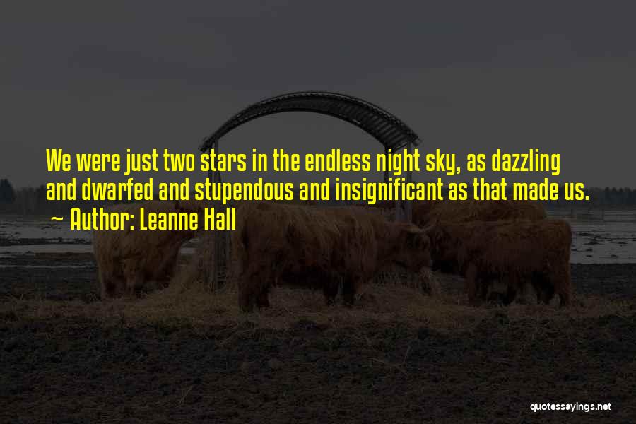 Leanne Hall Quotes: We Were Just Two Stars In The Endless Night Sky, As Dazzling And Dwarfed And Stupendous And Insignificant As That
