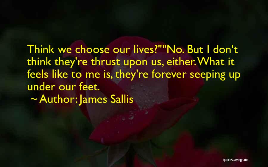 James Sallis Quotes: Think We Choose Our Lives?no. But I Don't Think They're Thrust Upon Us, Either. What It Feels Like To Me