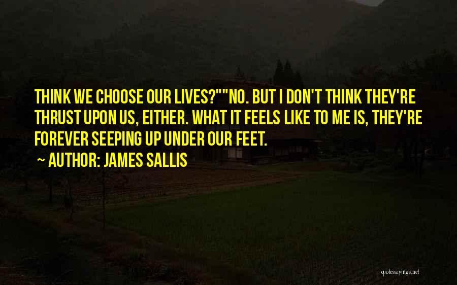 James Sallis Quotes: Think We Choose Our Lives?no. But I Don't Think They're Thrust Upon Us, Either. What It Feels Like To Me