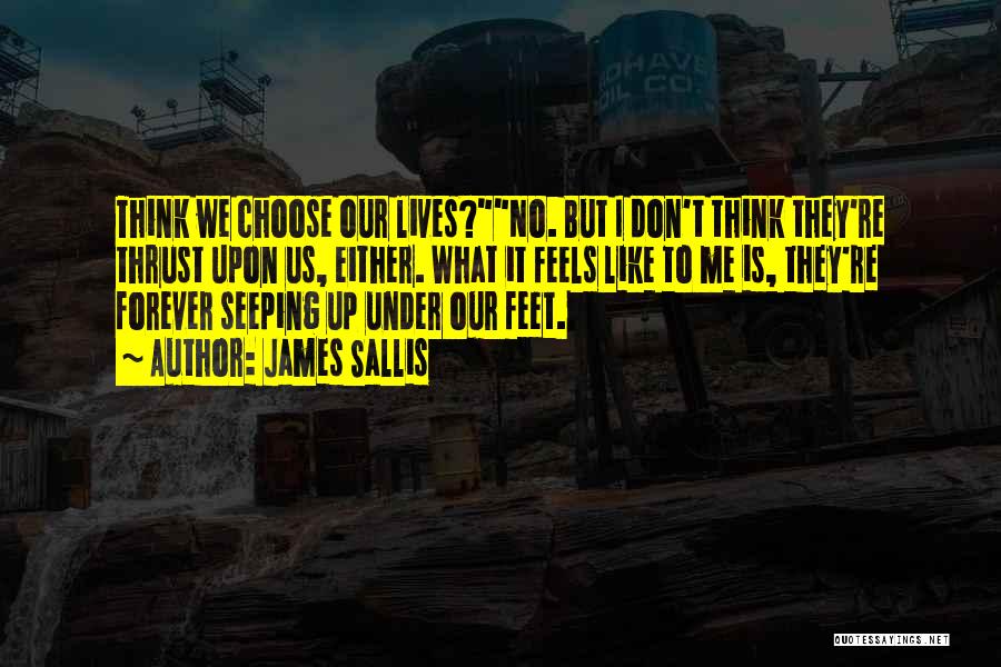 James Sallis Quotes: Think We Choose Our Lives?no. But I Don't Think They're Thrust Upon Us, Either. What It Feels Like To Me