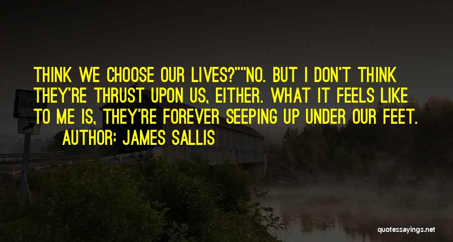 James Sallis Quotes: Think We Choose Our Lives?no. But I Don't Think They're Thrust Upon Us, Either. What It Feels Like To Me