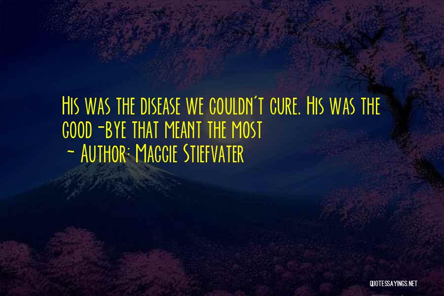 Maggie Stiefvater Quotes: His Was The Disease We Couldn't Cure. His Was The Good-bye That Meant The Most