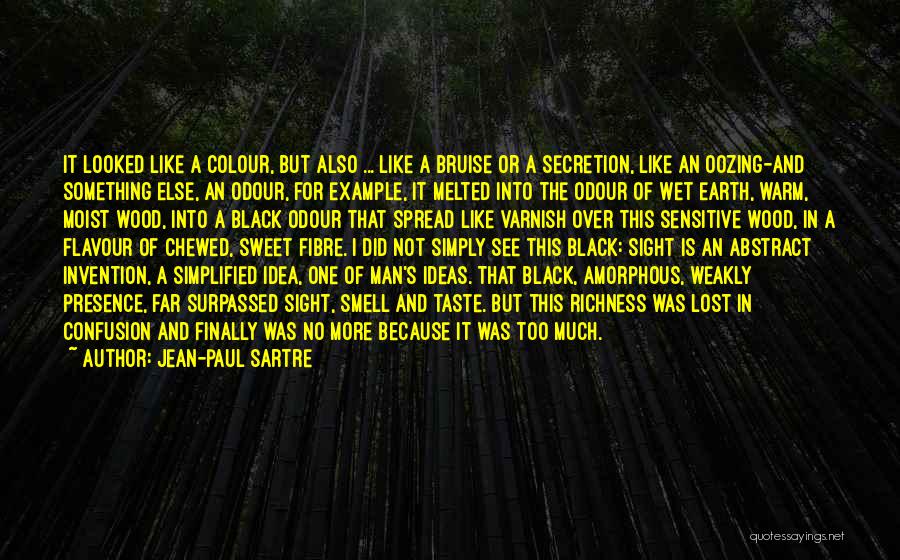 Jean-Paul Sartre Quotes: It Looked Like A Colour, But Also ... Like A Bruise Or A Secretion, Like An Oozing-and Something Else, An