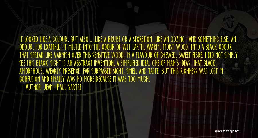 Jean-Paul Sartre Quotes: It Looked Like A Colour, But Also ... Like A Bruise Or A Secretion, Like An Oozing-and Something Else, An