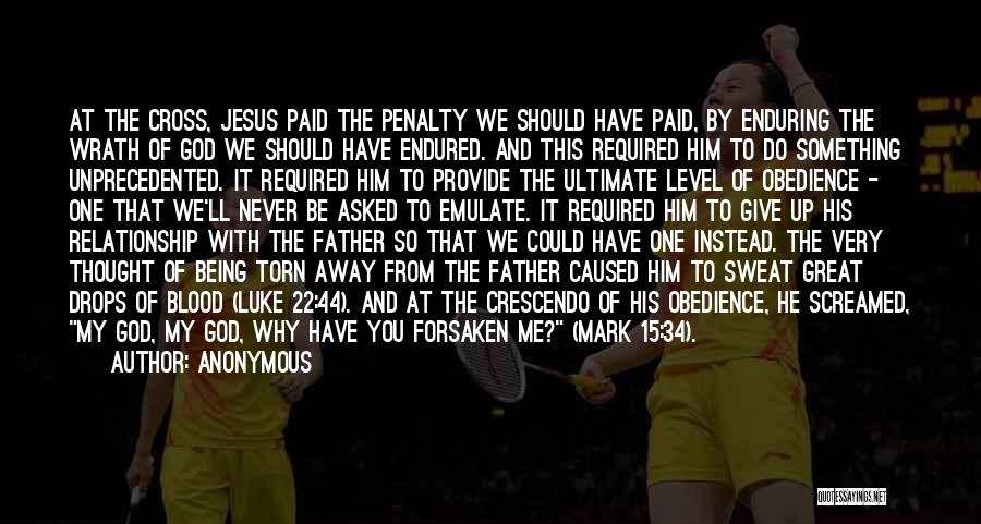 Anonymous Quotes: At The Cross, Jesus Paid The Penalty We Should Have Paid, By Enduring The Wrath Of God We Should Have