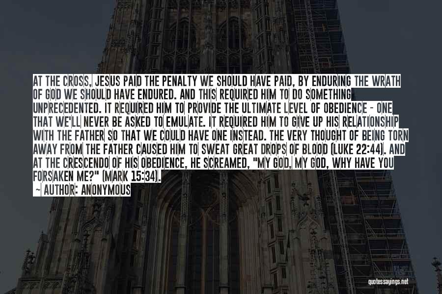 Anonymous Quotes: At The Cross, Jesus Paid The Penalty We Should Have Paid, By Enduring The Wrath Of God We Should Have