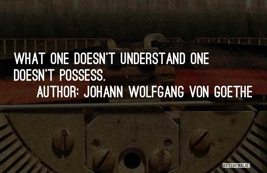 Johann Wolfgang Von Goethe Quotes: What One Doesn't Understand One Doesn't Possess.