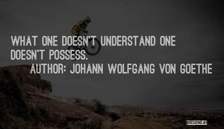 Johann Wolfgang Von Goethe Quotes: What One Doesn't Understand One Doesn't Possess.