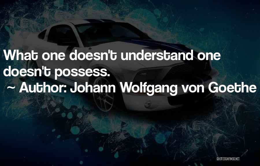 Johann Wolfgang Von Goethe Quotes: What One Doesn't Understand One Doesn't Possess.