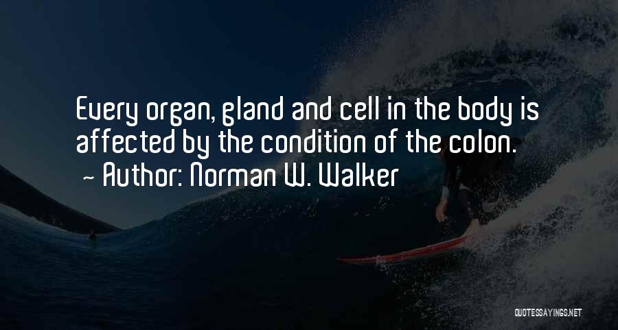 Norman W. Walker Quotes: Every Organ, Gland And Cell In The Body Is Affected By The Condition Of The Colon.