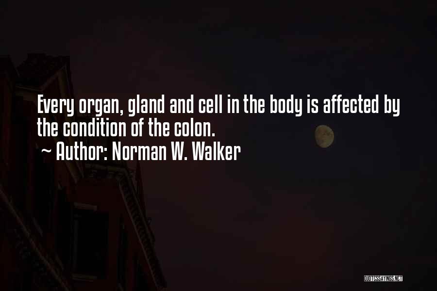 Norman W. Walker Quotes: Every Organ, Gland And Cell In The Body Is Affected By The Condition Of The Colon.