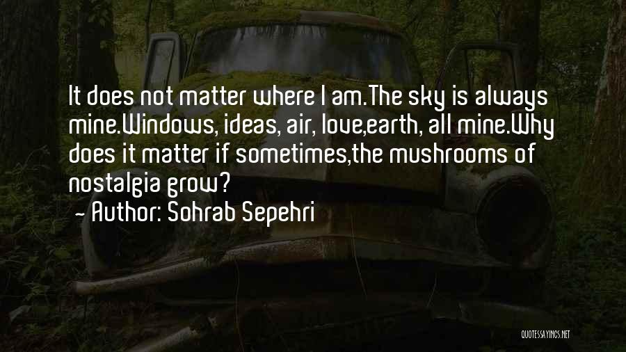 Sohrab Sepehri Quotes: It Does Not Matter Where I Am.the Sky Is Always Mine.windows, Ideas, Air, Love,earth, All Mine.why Does It Matter If