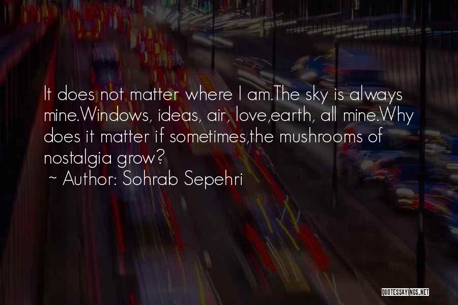 Sohrab Sepehri Quotes: It Does Not Matter Where I Am.the Sky Is Always Mine.windows, Ideas, Air, Love,earth, All Mine.why Does It Matter If